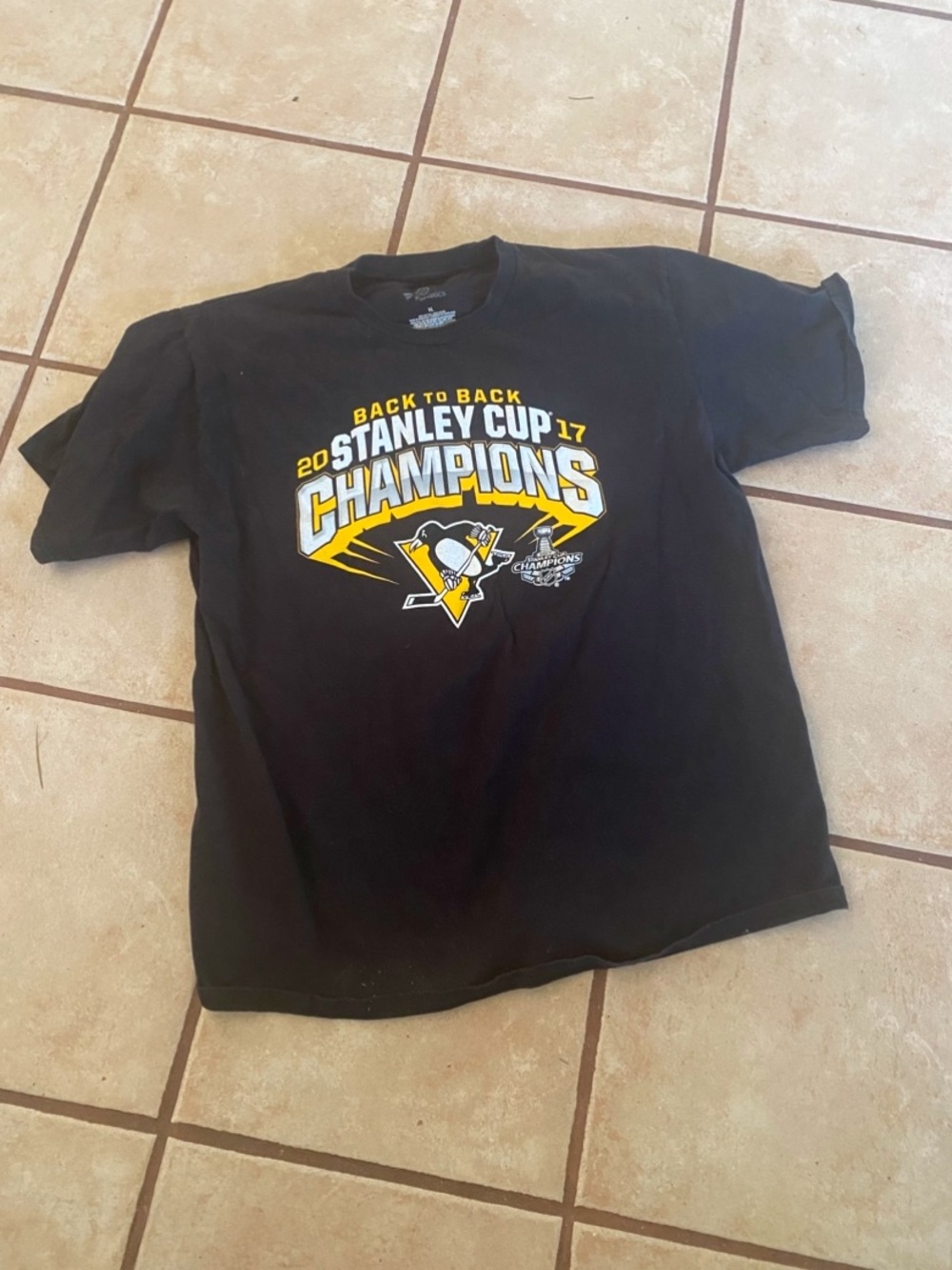 (A163)Black "Stanley Cup Champions" T-Shirt XL